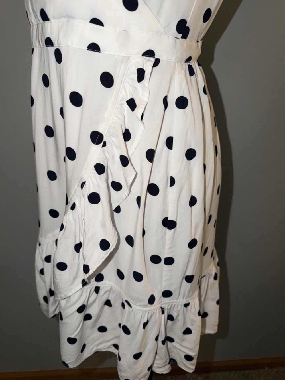 J Crew Size 2 White and Black Polka Dot V-Neck Dress - Picture 6 of 12